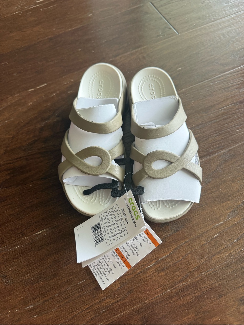NWT Crocs Sandals Womens Size 6 Taupe Tan Meleen Twist Slip On Comfort Beach